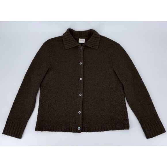 Cozy Chocolate Brown Textured Cardigan Minimalist Soft Knit Neutral Aesthetic - Picture 12 of 12